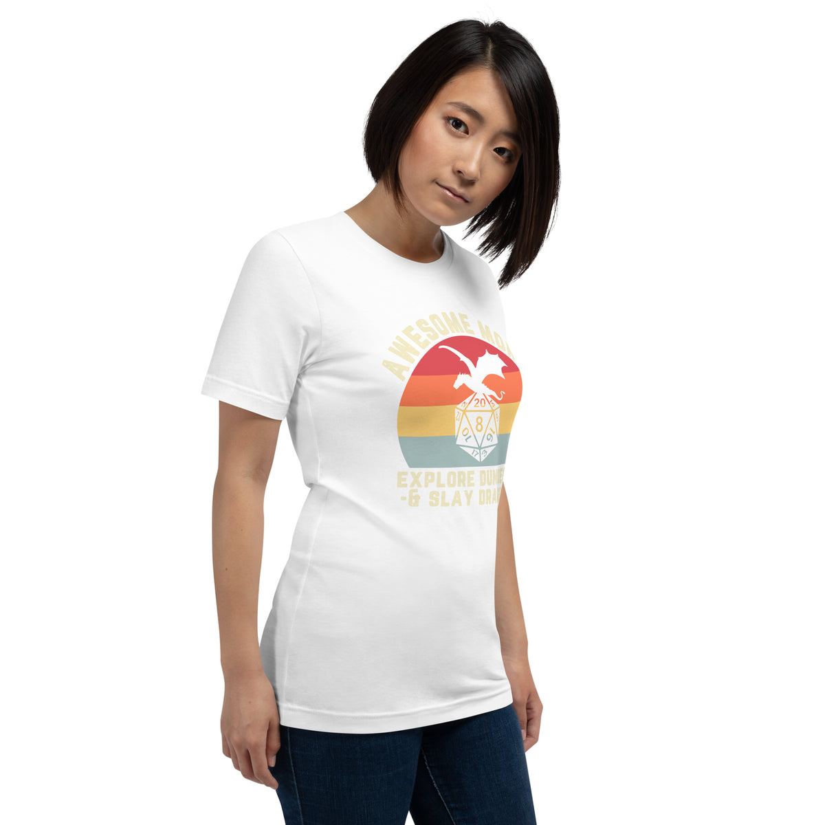 Awesome Moms Explore Dungeons and Slay Dragons | Casual Unisex Tee | Gamer Mom Shirt