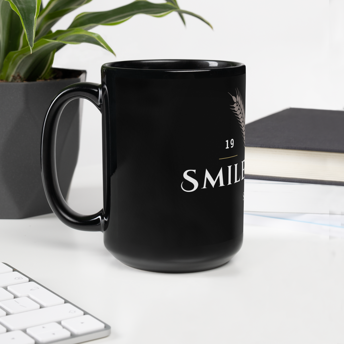 Smiley Acres Black Glossy Mug
