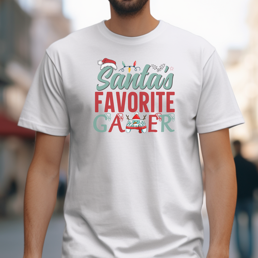 Santa's Favorite Gamer | Unisex Casual Tee | Gamer Shirt