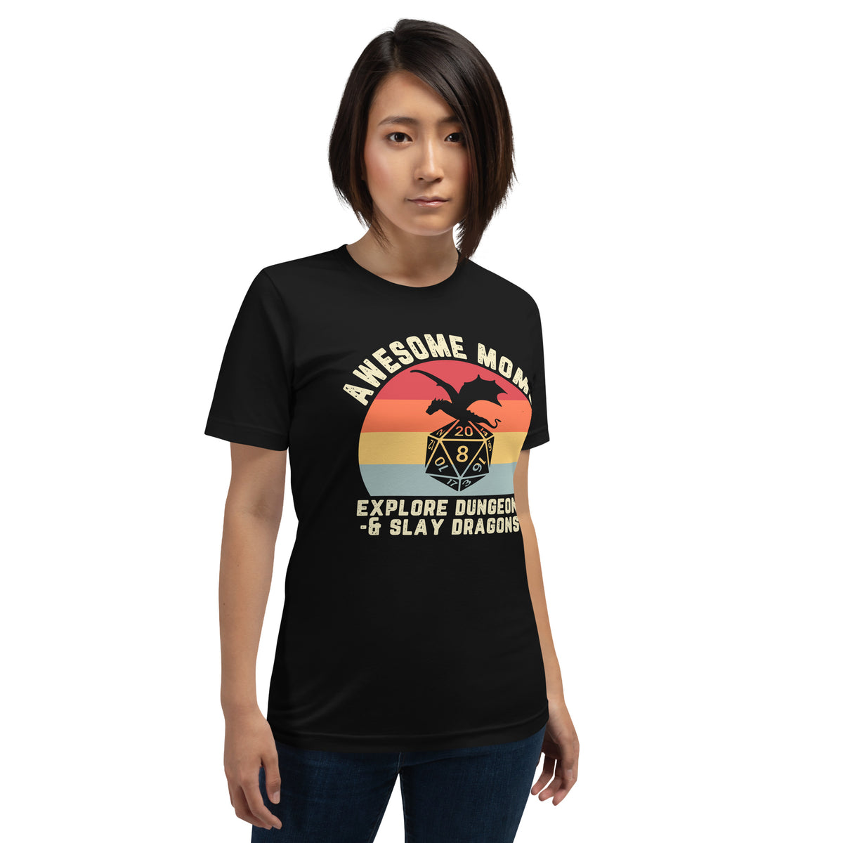 Awesome Moms Explore Dungeons and Slay Dragons | Casual Unisex Tee | Gamer Mom Shirt