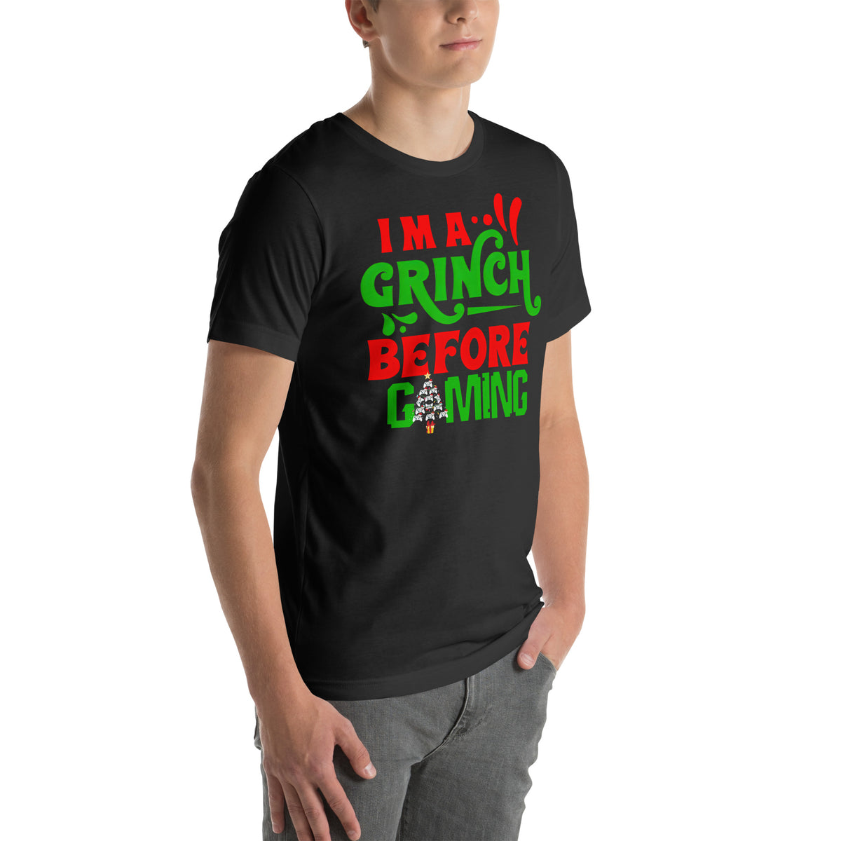 I'm a Grinch Before Gaming | Unisex Casual Tee | Gamer Shirt
