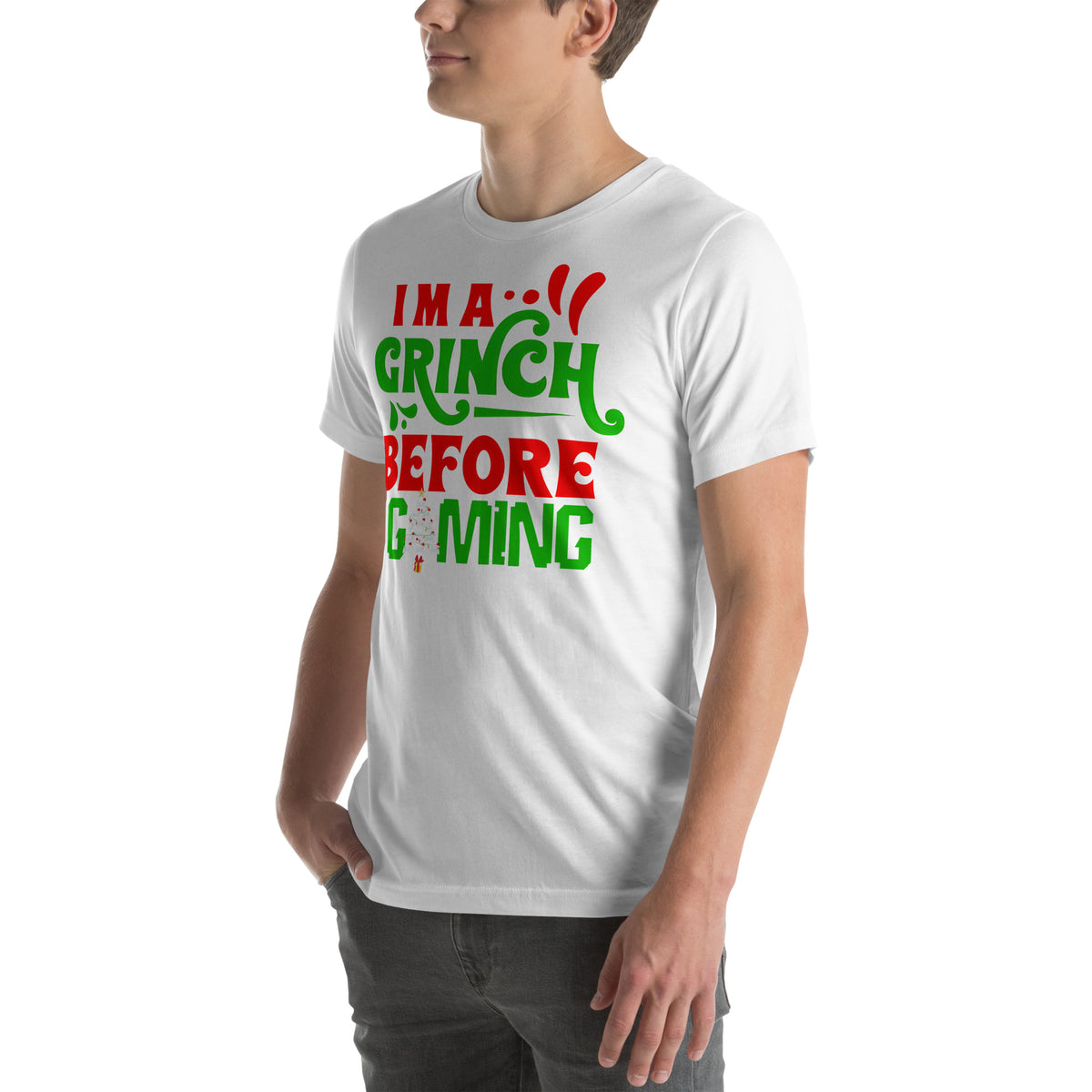 I'm a Grinch Before Gaming | Unisex Casual Tee | Gamer Shirt